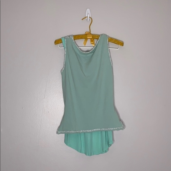 Vintage Tiffany Blue Sea-foam Green Mermaid layer Net knit weave Tank Top small - Picture 2 of 8